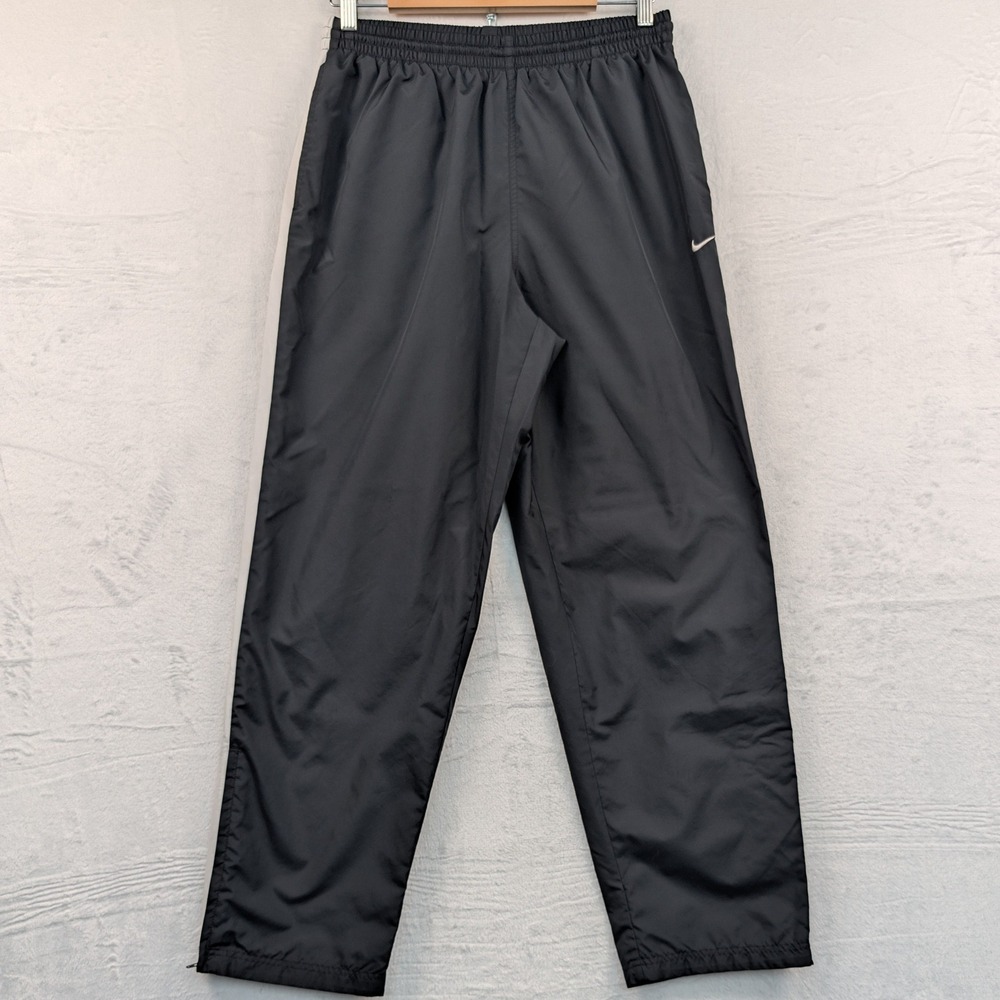 VTG Nike Track Pants Men's Large Black Side Stripe Sporty Parachute Baggy Y2K